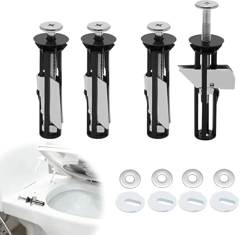 4PCS Toilet Seat Fittings Fastener Bolt Kit | Heavy Duty, Universal Toilet Seats, Locking Bolts, Includes Screws and Washers, For Top Cover Hinges