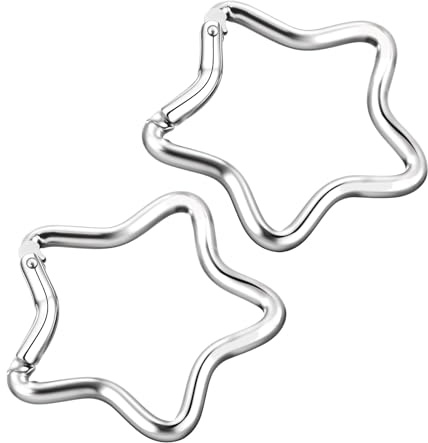 2Pcs Star Carabiner Aluminum Alloy Heavy Duty Star Shaped Keychain Clip Snap Hook with Key Rings, Ideal Outdoor Accessories for Camping, Hiking, Fishing, Fits Keys & Wallet (Silver)