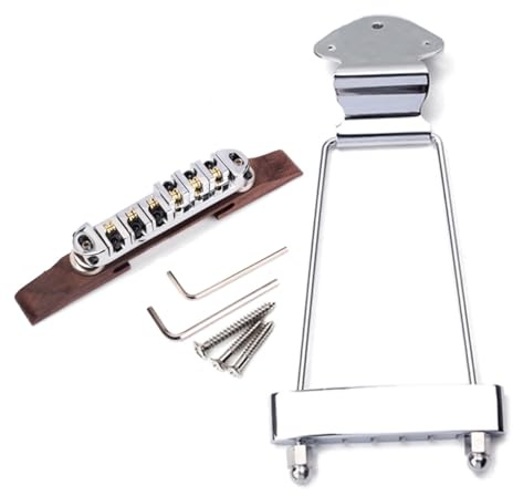 Supvox Gitarrensteg Saitige Archtop-jazzgitarren Mit Saitenhalter Höhenverstellbar Aus Massivem Metall Schwarz Verchromt Inklusive Befestigungsschrauben