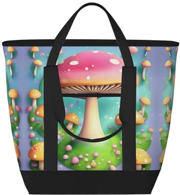 hhbiuuo Borsa termica/borsa termica, morbida scatola per il pranzo a tenuta stagna con cerniera, meravigliosa stampa di piccoli funghi, per spiaggia, viaggi, generi alimentari
