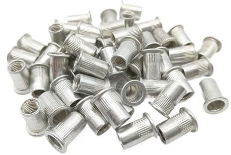 Edelstahl-Flachkopf-Blindnietmuttern, Aluminium-Nietmuttern-Set, 100 Stück, M3-M8, silber(50pcs M8)