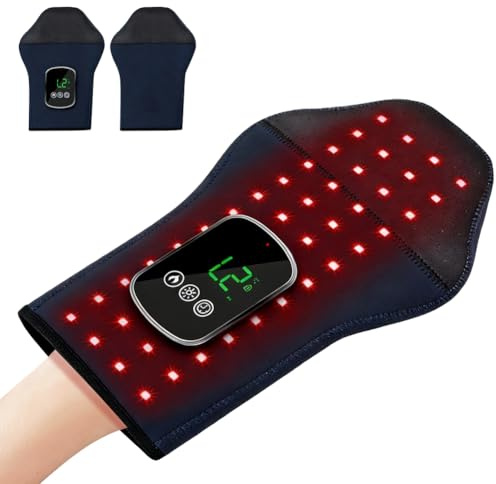 Rotlichttherapie-Handschuhe für Hände, 100LEDs, Rotlichtlampe Handschuhe, Elektrische Touchscreen Handmassagegerät mit 3 Modi und 5 Intensitätsstufen, Hand Massage, Schmerzlinderung & Entspannung