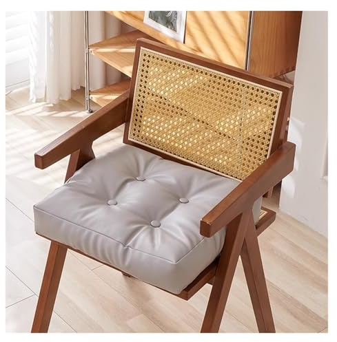 Cojín de asiento de piel sintética impermeable, reversible de doble cara, antideslizante, soporte ergonómico para sillas de comedor y taburetes de oficina