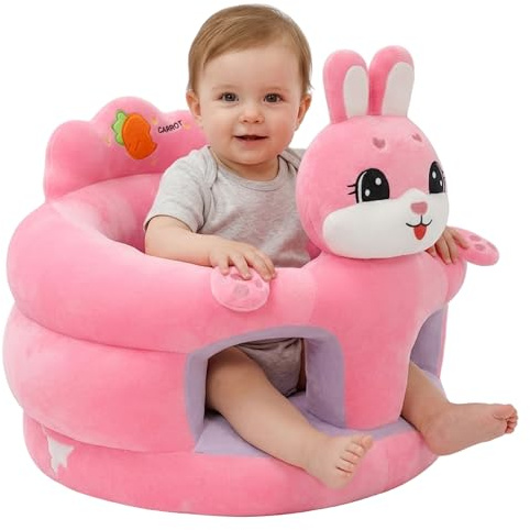 Babysitzstuhl, Sit Me Up-Bodensitz für Babys, tragbarer Sitzstuhl mit ergonomischer Unterstützung und weichem Plüschstoff, Hasendesign für Kleinkinder von 3 bis 12 Monaten, Sitze für Kleinkinder ab 3
