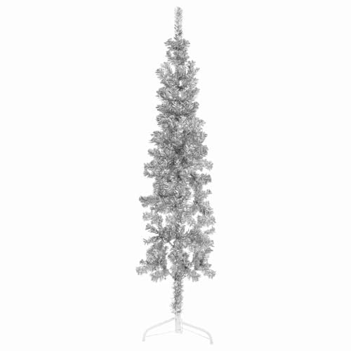 Generisch Künstlicher Halb-Weihnachtsbaum Ständer Schlank Silbern 120 cm,Heim Garten,Dekoration,Festtags-Dekoartikel,Weihnachtsbäume-344594