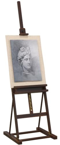 HOMCOM Cavalletto Pittura Regolabile in Legno di Faggio Caffè | Cavalletto Treppiede con Vano Contenitore per Dipingere su Tela, Portatile per Studio, Artisti e Pittori