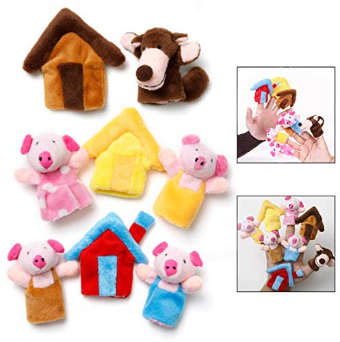LHKJ 8 Stücke Schwein Fingerpuppen Set,Tiere Lernen Handpuppe Fingerpuppen für Baby und Kleinkinder