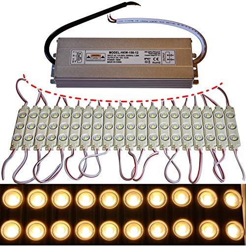 LED Module +- Netzteil - warmweiß 3000K - 12V - 3x 5730 SMD Chip Injektion Licht (100x mit Netzteil)
