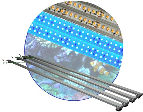 Meerwasser Aquarium - LED-Leuchtbalken 80cm, 4 Leisten, 2xTageslicht + 2x Blau mit 2x Trafo 60W und Verteiler