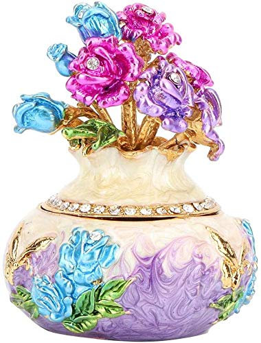 Atyhao Enamel Jewelry Box, Hand Painted Egg Style Decorative Trinket Box with Rhinestones for Home Decor Collectible Gift for Women Collectible Gift for Women Girls