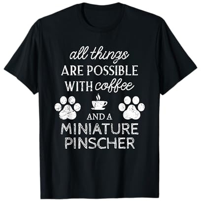 Pinscher nain vintage Café et chien Pattes de chien T-Shirt