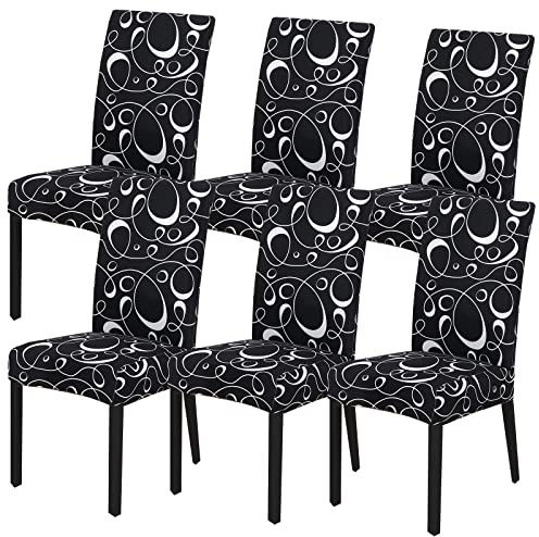 HZDHCLH Stuhlhussen 6er Set Stuhlbezüge Stretch abnehmbar, waschbar | Esszimmerstuhl-Schutzsitz für Hotel Restaurant Küche Hochzeitsfeier（Elegant/6 Stück）