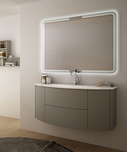 Hängeschrank Eden taupe 120 cm nur Unterschrank und Waschbecken aus Glas