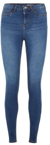 NOISY MAY Damen Skinny Fit Jeans High Waist Denim Stretch Hose Black Tapered Pants NMCALLIE