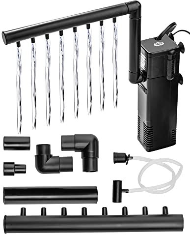 LUNEKUCK Aquarium Filter 600L/H Aquarium Innenfilter Aquariumpumpe 8W Wasserpumpe mit Filterschwämmen, Einstellbarer Durchfluss Aquarienfilter, Filterpumpe für 80L Aquarium