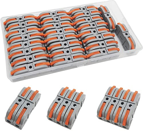 Compact Connectors, CTRICALVER 26pcs SPL-1 Wire Connectors, Quick Terminal Block Splicing Connectors, Lever Nut Assortment Conductor Connector (Free Combination, grey)