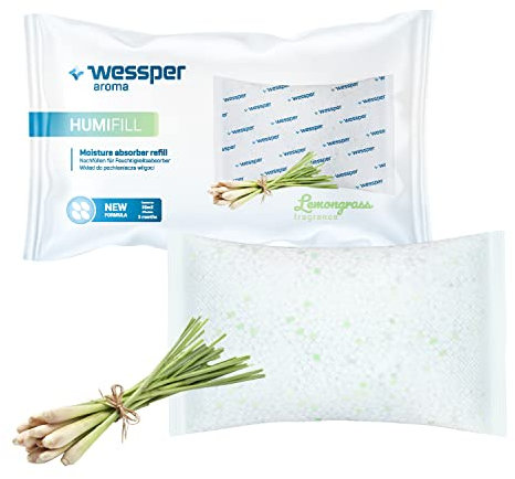 Wessper deshumidificador Lemongrass, gránulos deshumidificantes de 250 g compatibles con todos los absorbedores de humedad y deshumidificadores sin electricidad – Lote de 10