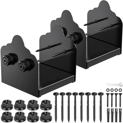 FMhotu 15,2 x 15,2 cm Pfostenbasis, 2 x Pfostenanker aus Edelstahl (innen 14 x 14 cm), verstellbare Pfostenbasis für Pavillon, Terrasse, Veranda, Handlauf, Handlauf