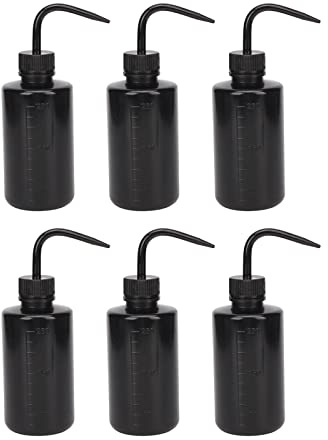 Bottiglia Spray per Tatuaggi 250 ml, 6 pezzi, e resistente, in plastica morbida con beccuccio preciso, ideale per lavaggio e pulizia durante il tatuaggio ()