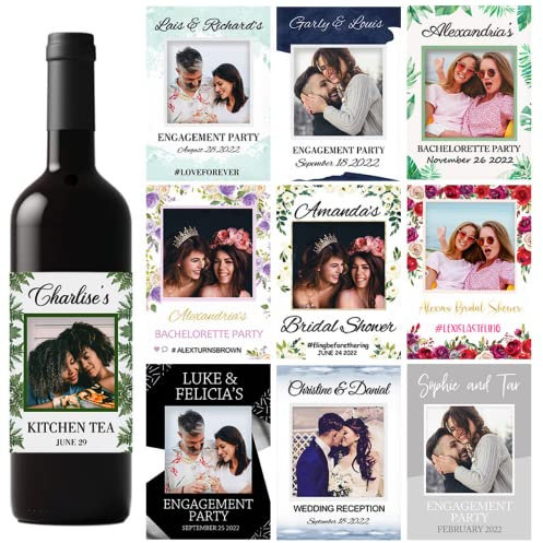jifu Personalisierte Hochzeitsaufkleber Etiketten für Weinflaschen, individuelle Hochzeitsweinetiketten, Aufkleber, personalisierte Aufkleber für Mini-Flaschen Wein 50. Geburtstag (L, 20 Stück)