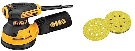 DEWALT DEWDWE6423 Eccentric Sander, Yellow/Black & DT3102-QZ DT3102-QZ-Discos para lijadoras rotorbitales de 125 mm, Colour, Size