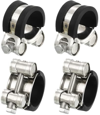 sourcing map 4Pcs T-Bolt Hose Clamp Working Range 26-28mm Rubber Cushioned Intake Intercooler Clamps Adjustable Tube Clamps for Tubes Pipes
