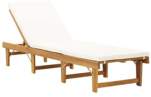 Klappbare Sonnenliege mit,Liegestühle für den Garten,Liegestuhl,Relaxliege,Liege aus Holz,Terrassen-Freizeitstuhl,Freizeitstuhl für draußen,für Garten, Strand, Freizeit, Auflage Akazie Massivholz