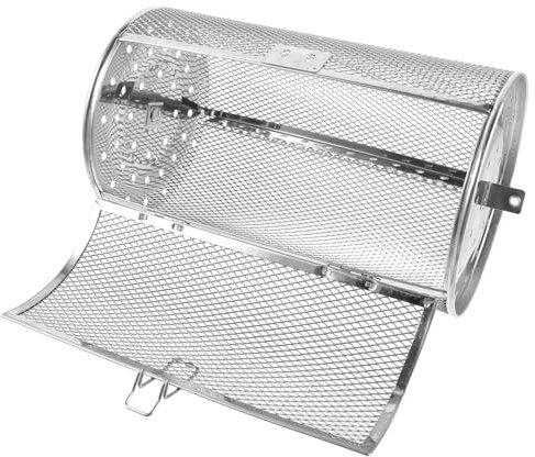 Garneck Edelstahl-grillkorb Ofenkorb Drehfunktion Geeignet Für Erdnüsse Kastanien Und Mehr Mit Schnallendesign Und Tür Für Einfaches Beladen Und Gleichmäßiges Rösten