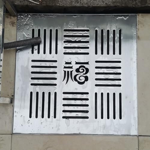 Vibeo Entwässerungsrinne Hochleistungs-Abflussgitter aus Edelstahl 304, Abflussdeckel zum Blockieren von Schmutz, Abflusssiebe für Badezimmer, Küche, Hof, Garage, Wege(20cmx20cm(7 7/8 x7 7/8))