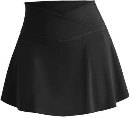 Tennis Rock Frauen Damen Tennisröcke Hohe Taille Tennis Skort mit Taschen Laufröcke Sport Golfrock mit Innenhose Tennisrock Damen mit Taschen (Black, XL)