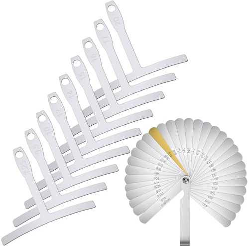 Tanstic 10Pcs Understring Radius Gauge and 32 Blades Feeler Gauge Kit, Guitar Radius Gauge Luthier Tools for Guitar Bass Bridge Saddle Adjustments