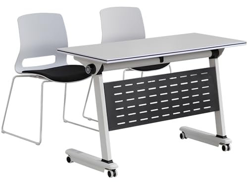AYMIXEM Konferenztisch Konferenzraumtische-Set Tisch- und Stuhlset inklusive 1 Schreibtisch und 2 Stühlen, mobiler Faltbarer Besprechungstisch für das Büro, Faltbarer Klassenraum, Büro, 12