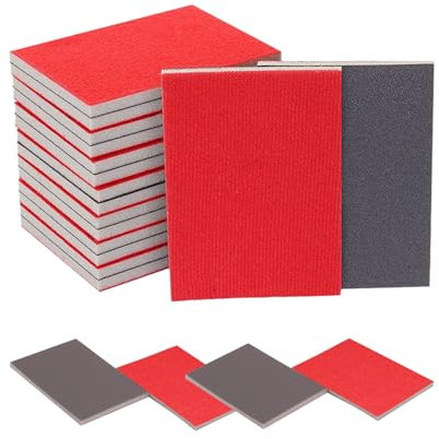 YALiya 24 Pezzi Spugna Abrasiva, 180-3000 Grana Blocco Abrasivo, levigare le Spugne, Schiuma Morbida Sabbia Blocco Bagnato Secco Carta Vetrata per Modello Muro a Secco Metallo legno Mobili lucidatura