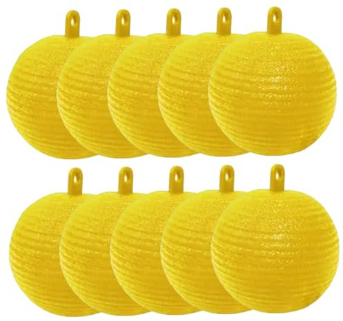 Piège à mouches des fruits 10 pièces, boule de capture de mouches des fruits suspendue 3 pouces, pièges collants jaunes multifonctions pour moucherons plantes, piège à moucherons pour jardin p