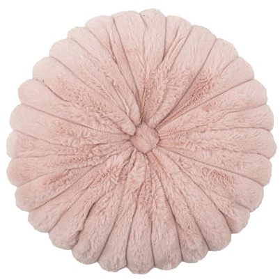 Fouriding Faux Kaninchen Flauschige Runde Werfen Kissen 35cm,Weiche Kürbis Kissen Runde Kissen Boden Kissen für Wohnzimmer Sofa Bett Stuhl Boden Auto Home Dekoration (Rosa)