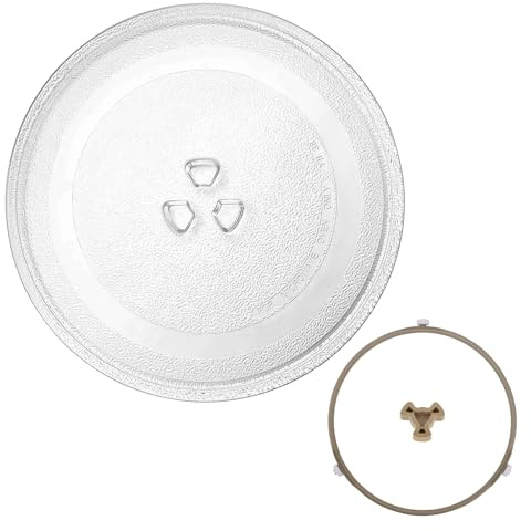Yeqqzq Microwave Glass Turntable, 245mm Replacement Microwave Turntable Glass Plate with Fixers for Fits Virtually All Small Microwaves, Microwave Glass Plate Dishwasher Safe