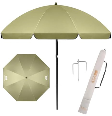 YCBTPS Parasol Inclinable De Jardin, 2.2m 2.4m Exterieur Parasol Imperméable en Tissu Anti-UV À UPF 50+, Pare-Soleil pour Plage Piscine, Hauteur Réglable(Green,2.2m/7.2ft)