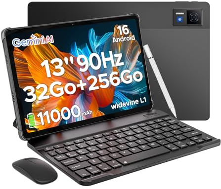 DOOGEE U13 Tablette Android 16, Tablette avec Clavier Écran FHD+ 90 Hz, 32 Go RAM + 256 Go ROM (Ex to 2 to), Tablette 13 Pouces Unisoc T7280, 11000mAh Batterie, WiFi 5, Double Caméra, GPS