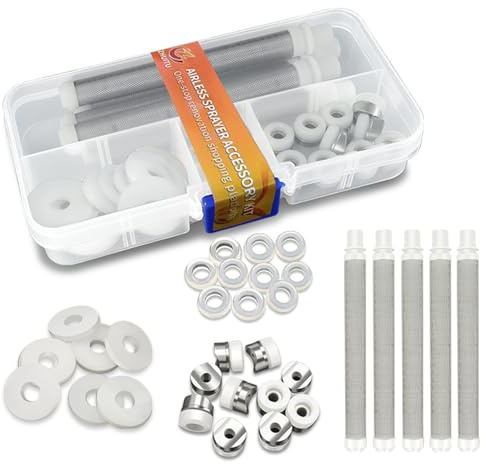 Airless Paint Sprayer Gaskets Seal Tip Gaskets Nylon Flat Spacers Silicone Gaskets Replace 246453 Compatible with Graco Airless Paint Spray Gun Filter Airless Sprayer Accessories 35Pcs