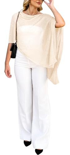 Bsubseach Damen Schulterfreie Häkel Überwurf dünner Poncho Schal transparente Badeanzug Abdeckung Karibik Urlaubsoutfits | Poncho-Pullover, Outfit, glitzernd, leicht, Y2K, Umhang, Pailletten, Schal, Partykleidung, schulterfrei