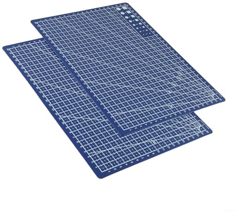 Juego de dos alfombrillas de corte autorreparables para tamaños A5 con una sola cara, adecuadas para costura, acolchado y corte de manualidades (2 unidades, azul)