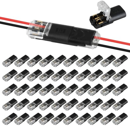 50 Stück wasserdichte Automobil-Kabelverbinder 2-polig Niederspannung | elektrische Push-Fit-Stecker, Kabel 18–22 AWG, Verriegelungsschnallen, kein Abisolieren erforderlich, für Autos, LKWs
