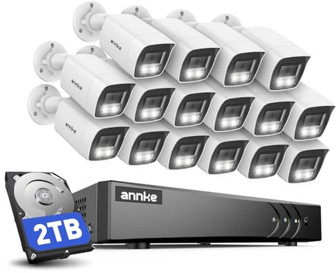ANNKE CCTV Security Camera System, 16 CH 3K H.265+ DVR, 12-Packed 3K CCTV White Wired Cams, 2-Way Audio, Color Night Vision, Human/Vehicle Detection, IP67 Waterproof, 2TB Hard Drive