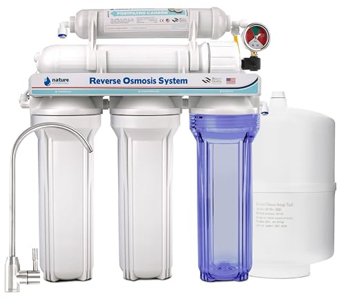 NATURE WATER PROFESSIONALS Equipo de Osmosis Inversa Doméstico, 5 Etapas, Grifo Acero Inoxidable, Depósito 6 Litros, Membrana 75GPD, Filtros, Accesorios