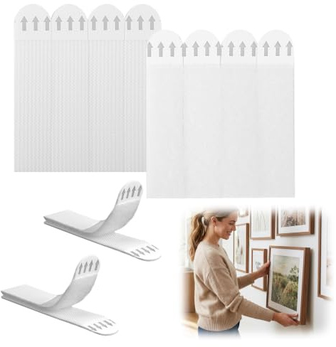 XAVURO Tiras Adhesivas Para Colgar Cuadros-40 Paar(80 Stück)Command Strips | Tiras adhesivas grandes reutilizables, sin daños ni clavos, fijan marcos y espejos de forma segura y se retiran sin residuos