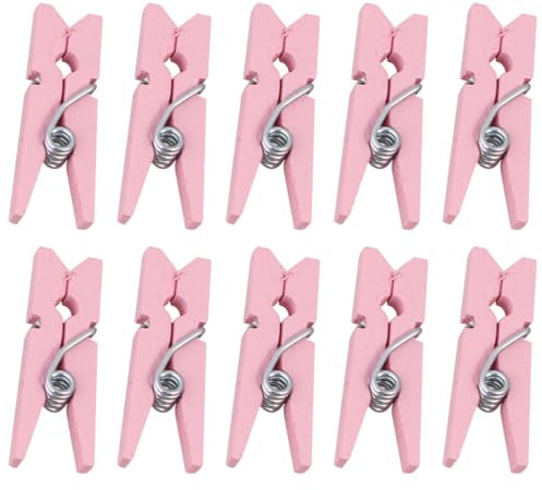 Housoutil 300 Pezzi Mini Mollette Portafoto in Legno Rosa da 2,5cm Multiuso per Appunti e Foto, per Compleanni e caffè