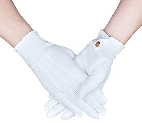 Zenssia Herren parade handschuhe baumwolle formal smoking kostüm ehrengarde handschuhe einheitsgröße weiß, 3 paar