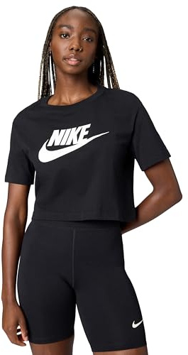 Nike Damen Sportswear Essential Kurz-t-shirt, Black/White, S EU