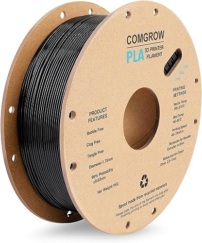 Ender PLA Filament 1.75mm 3D Printer Filament PLA for 3D Printer 1kg Spool (2.2lbs), Dimensional Accuracy of +/- 0.02mm PLA Black