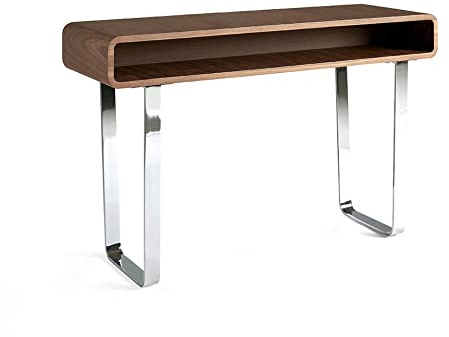 Ángel Cerdá - Mueble Consola Nogal con Almacenaje - Consola de Entrada Moderna en Madera y Acero Cromado - Recibidores de Entrada y Pasillos - Diseño Moderno - Resistente y Versátil - 120 x 39 x 75 cm